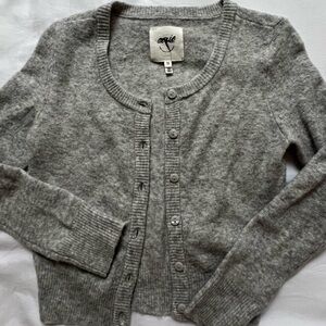 Aerie Grey Knit Crewneck Cardigan